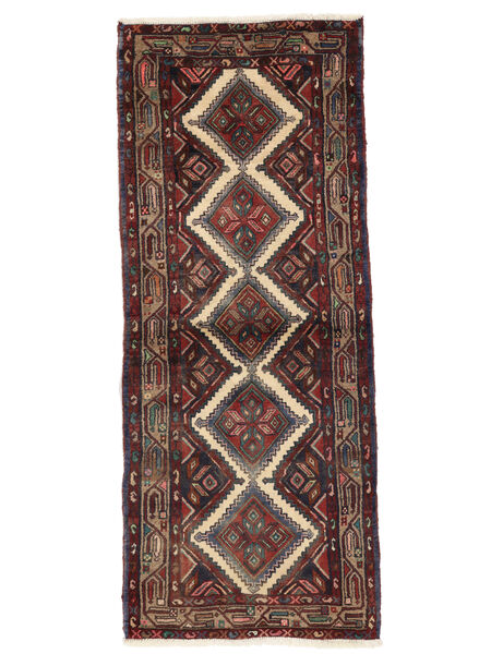 Asadabad Teppich 77X195 Läufer Schwarz/Braun Wolle, Persien/Iran Carpetvista