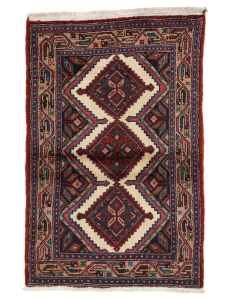 85X134 Tappeto Orientale Asadabad Nero/Rosso Scuro (Lana, Persia/Iran) Carpetvista