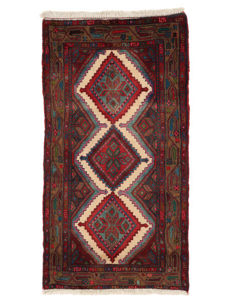  70X130 Asadabad Vloerkleed Zwart/Donkerrood Perzië/Iran Carpetvista