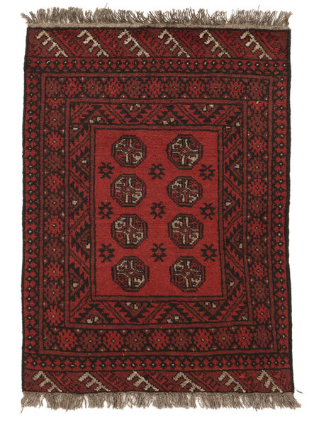  Afghan Fine Alfombra 78X110 De Lana Negro/Rojo Oscuro Pequeño Carpetvista