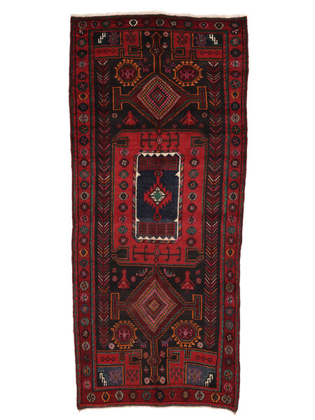 134X296 Tapete Hamadã Oriental Passadeira Preto/Vermelho Escuro (Lã, Pérsia/Irão) Carpetvista