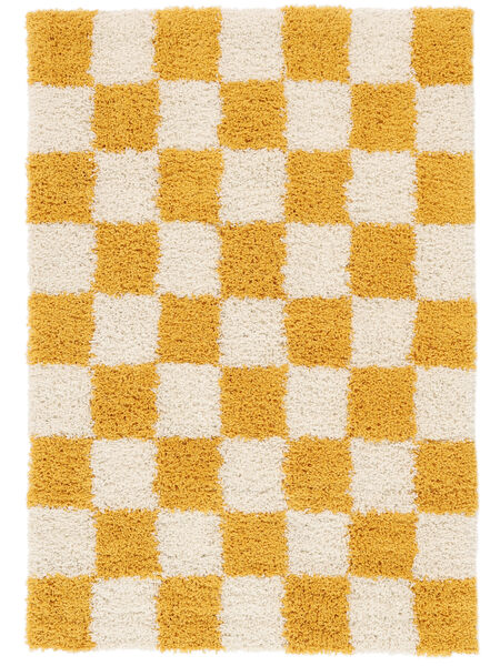  140X200 Shaggy Rug Small Chessie - Yellow/Off White