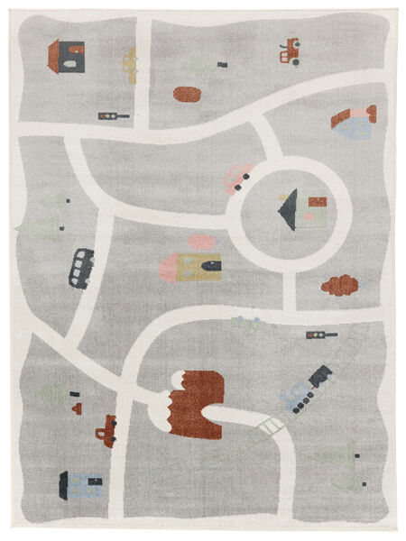 Road Map Kids Rug Washable 160X230 Light Grey/Multicolor