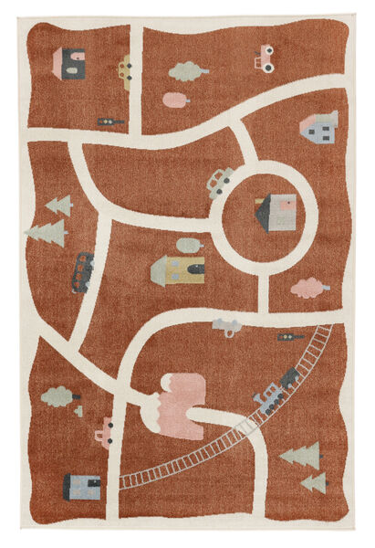  Washable Kids Rug 100X160 Road Map Rust Red/Multicolor Small