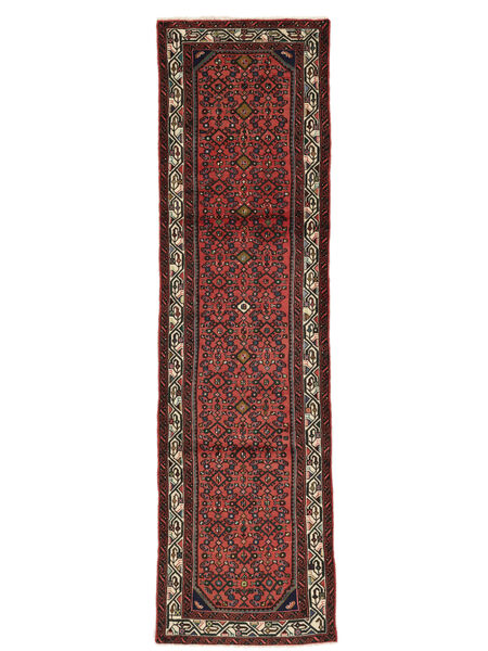  Hosseinabad Fine Dywan 85X298 Perski Wełniany Czarny/Ciemnoczerwony Mały Carpetvista