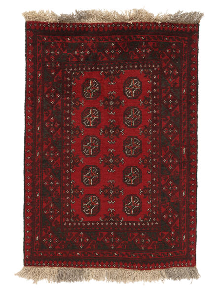  Afghan Fine Tappeto 76X110 Di Lana Nero/Rosso Scuro Piccolo Carpetvista