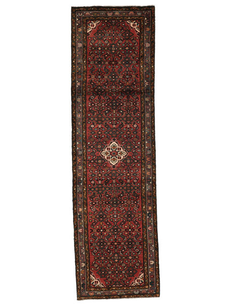 Hosseinabad Fine Teppich 82X282 Läufer Schwarz/Dunkelrot Wolle, Persien/Iran Carpetvista