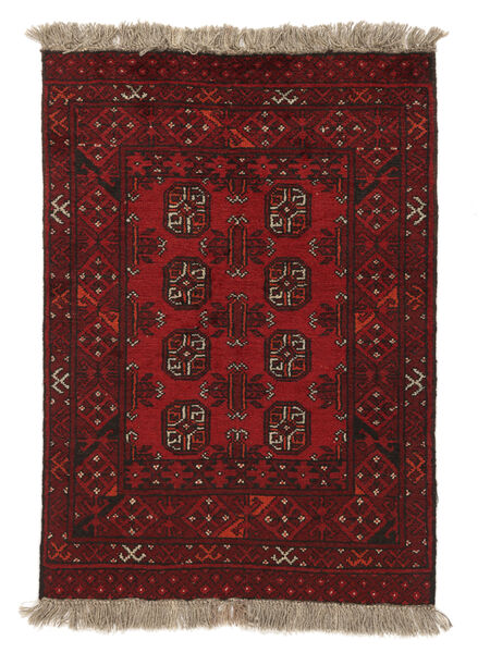  Afegão Fine Tapete 74X106 Lã Preto/Vermelho Escuro Pequeno Carpetvista