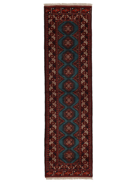  Persischer Turkaman Teppich 85X294 Läufer Schwarz/Dunkelrot (Wolle, Persien/Iran)