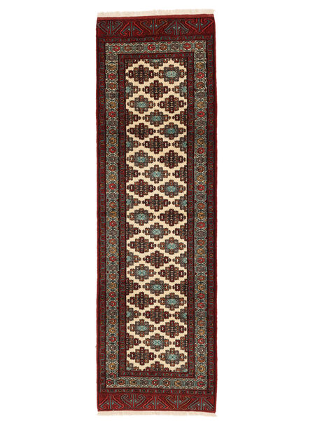  Oosters Turkaman Vloerkleed 87X278 Tapijtloper Zwart/Donkerrood Wol, Perzië/Iran Carpetvista