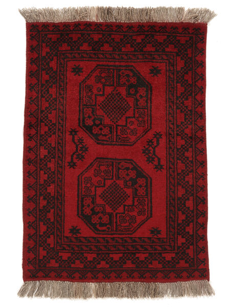  Afghan Fine Alfombra 80X113 De Lana Negro/Rojo Oscuro Pequeño Carpetvista