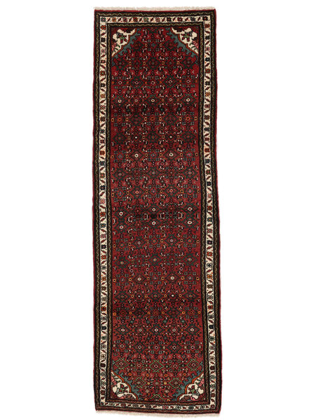  Orientalsk Hosseinabad Fine Teppe 89X285Løpere Svart/Mørk Rød Ull, Persia/Iran Carpetvista