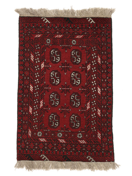  Afghan Fine Rug 76X124 Wool Black/Dark Red Small Carpetvista