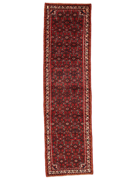 86X305 Hosseinabad Fine Tæppe Orientalsk Løber Mørkerød/Sort (Uld, Persien/Iran) Carpetvista