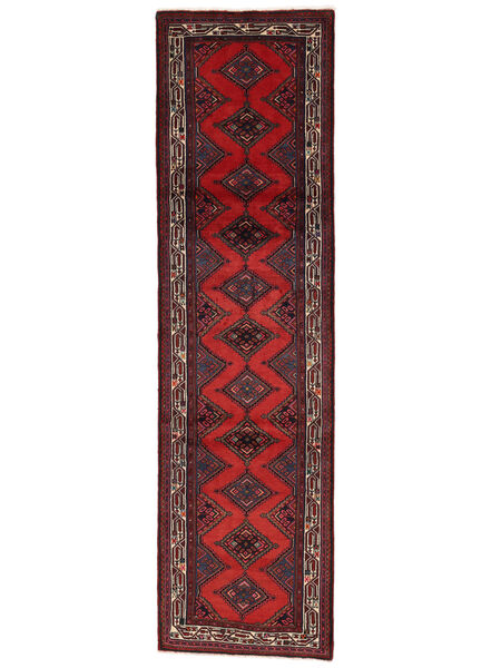 Asadabad Rug 83X302 Runner
 Black/Dark Red Wool, Persia/Iran Carpetvista