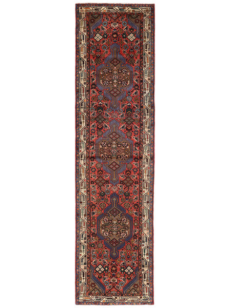 Alfombra Persa Hamadan 80X308 De Pasillo Negro/Rojo Oscuro (Lana, Persia/Irán)