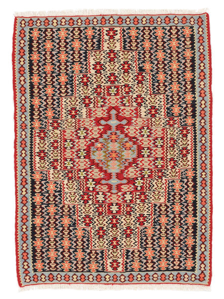  Orientalisk Kelim Senneh Fine Matta 74X100 Mörkröd/Brun Ull, Persien/Iran Carpetvista