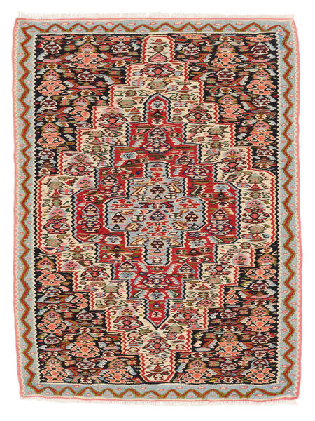  Kelim Senneh Fine 81X106 Persisk Ullmatta Brun/Svart Liten Carpetvista