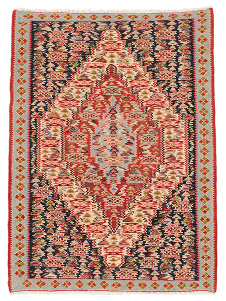  Kilim Senneh Fine 78X107 Perzsa Gyapjúszőnyeg Barna/Piros Kicsi Carpetvista