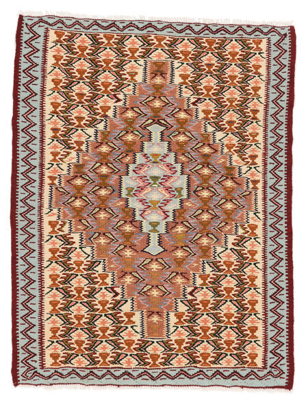 Alfombra Oriental Kilim Senneh Fine 75X96 Rojo Oscuro/Marrón (Lana, Persia/Irán)