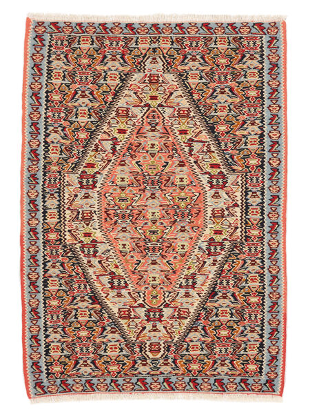  Orientalisk Kelim Senneh Fine Matta 76X105 Brun/Svart Ull, Persien/Iran Carpetvista