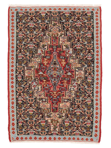 76X111 Dywan Orientalny Kilim Senneh Fine Czarny/Ciemnoczerwony (Wełna, Persja/Iran) Carpetvista