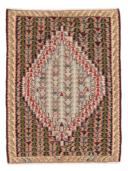  77X101 Kelim Senneh Fine Matta Brun/Svart Persien/Iran Carpetvista