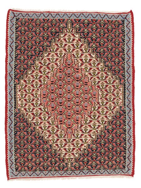  Kilim Senneh Fine Alfombra 76X96 Persa De Lana Rojo Oscuro/Marrón Pequeño Carpetvista