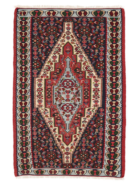 Alfombra Kilim Senneh Fine 77X116 Negro/Rojo Oscuro (Lana, Persia/Irán)