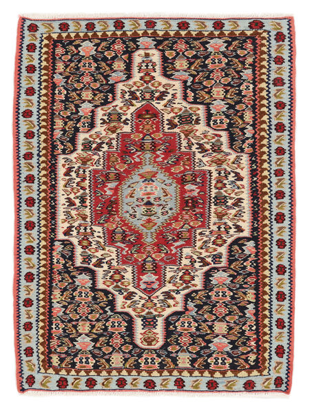  Persian Kilim Senneh Fine Rug 74X100 Dark Red/Black Carpetvista