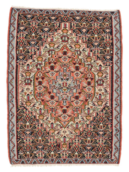  Oosters Kelim Senneh Fine Vloerkleed 81X109 Bruin/Donkerrood Wol, Perzië/Iran Carpetvista