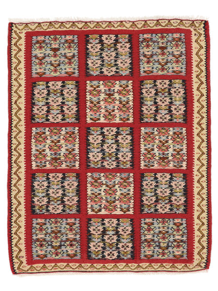  78X97 Kelim Senneh Fine Teppe Mørk Rød/Brun Persia/Iran Carpetvista