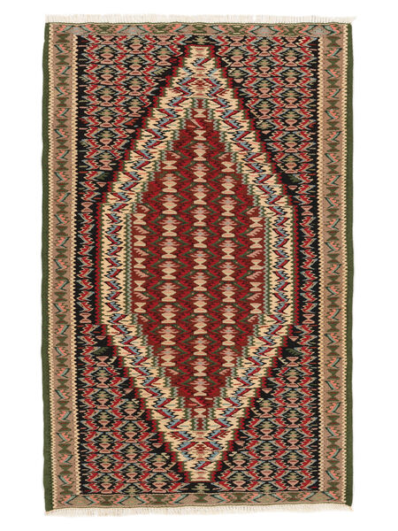  Kilim Senneh Fine Alfombra 74X117 Persa De Lana Negro/Marrón Pequeño Carpetvista