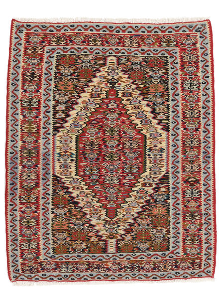  Perzisch Kelim Senneh Fine Vloerkleed 76X95 Donkerrood/Bruin Carpetvista