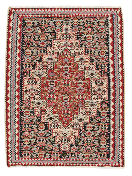 83X113 Tapete Oriental Kilim Senneh Fine Castanho/Vermelho Escuro (Lã, Pérsia/Irão) Carpetvista