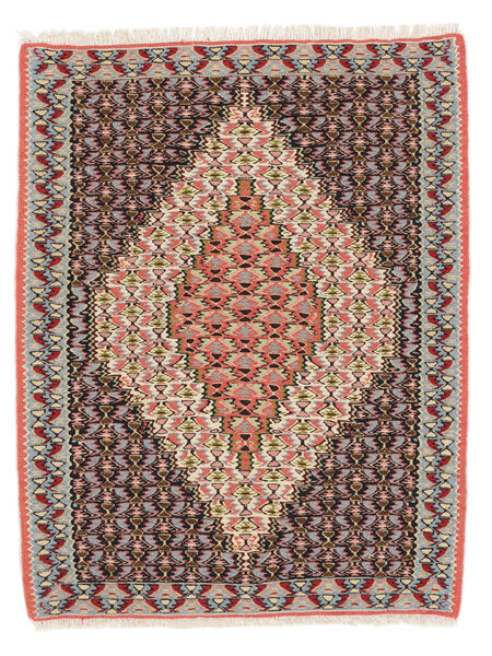  Persian Kilim Senneh Fine Rug 74X96 Brown/Black (Wool, Persia/Iran)