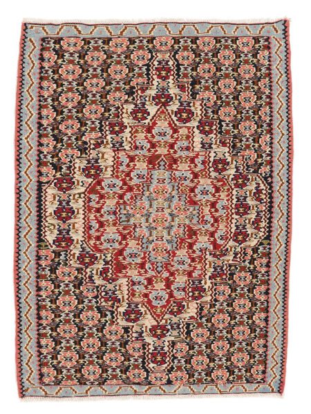 Tapete Persa Kilim Senneh Fine 75X102 Castanho/Vermelho Escuro (Lã, Pérsia/Irão)