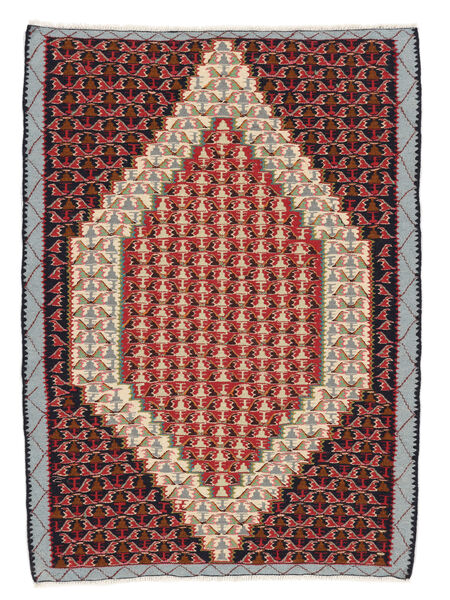 Tappeto Persiano Kilim Senneh Fine 80X108 Rosso Scuro/Nero (Lana, Persia/Iran)