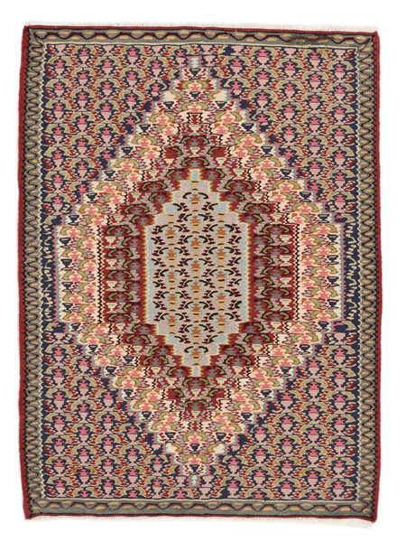 76X103 Tappeto Orientale Kilim Senneh Fine Marrone/Rosso Scuro (Lana, Persia/Iran) Carpetvista