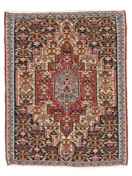 Alfombra Persa Kilim Senneh Fine 81X102 Rojo Oscuro/Negro (Lana, Persia/Irán)