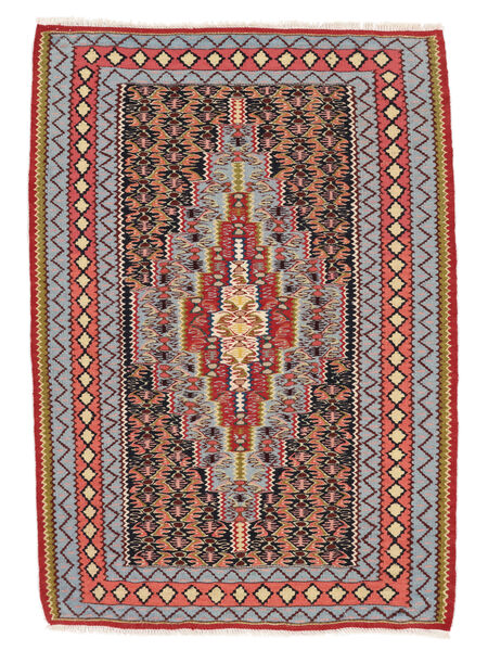  Kilim Senneh Fine Alfombra 80X114 Persa De Lana Rojo Oscuro/Marrón Pequeño Carpetvista