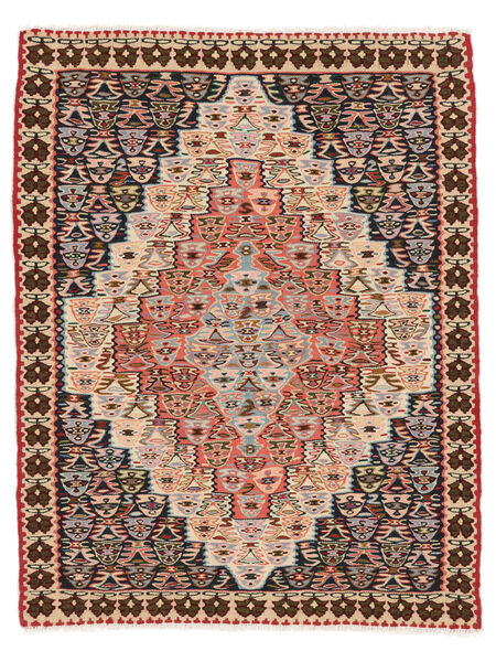 Tappeto Persiano Kilim Senneh Fine 81X104 Marrone/Nero (Lana, Persia/Iran)