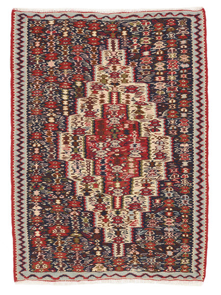  77X108 Kilim Senneh Fine Rug Dark Red/Black Persia/Iran Carpetvista