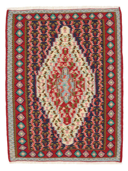  Kilim Senneh Fine Alfombra 78X104 Persa De Lana Rojo Oscuro/Negro Pequeño Carpetvista