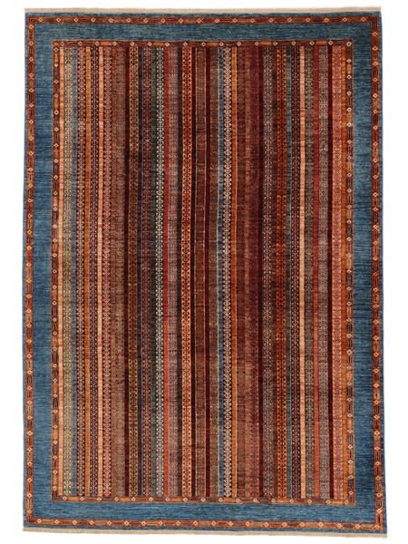 217X309 Shabargan Teppich Moderner Schwarz/Dunkelrot (Wolle, Afghanistan) Carpetvista