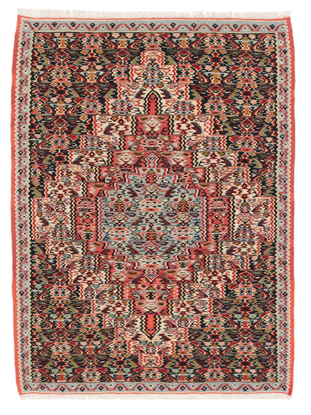  Kilim Senneh Fine Tappeto 77X103 Persiano Di Lana Rosso Scuro/Nero Piccolo Carpetvista