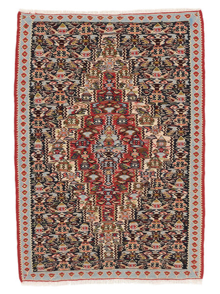  Perzisch Kelim Senneh Fine Vloerkleed 77X109 Zwart/Bruin (Wol, Perzië/Iran)