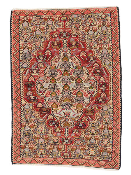 73X105 Kelim Senneh Fine Matta Orientalisk Mörkröd/Brun (Ull, Persien/Iran) Carpetvista