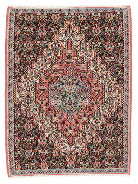  Kilim Senneh Fine 76X101 Perzsa Gyapjúszőnyeg Fekete/Sötétpiros Kicsi Carpetvista