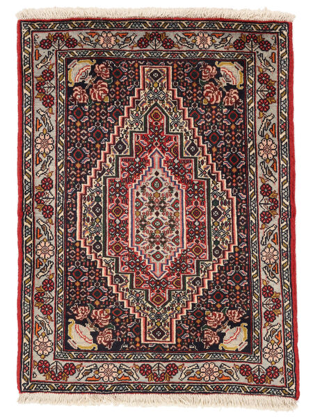 72X100 Senneh Vloerkleed Oosters Zwart/Donkerrood (Wol, Perzië/Iran) Carpetvista